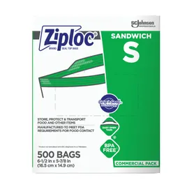 Ziploc® Sandwich Bag 6.5X6 IN Plastic Clear With Zip Seal Closure