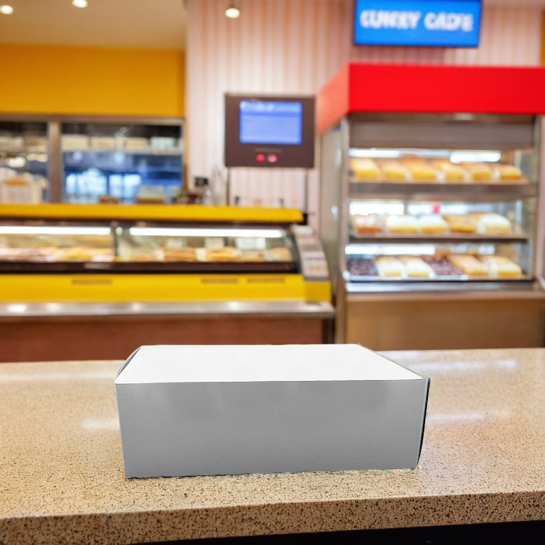 Easy Lock Cake Box 18X14X5 IN SUS Paperboard CRB White Rectangle