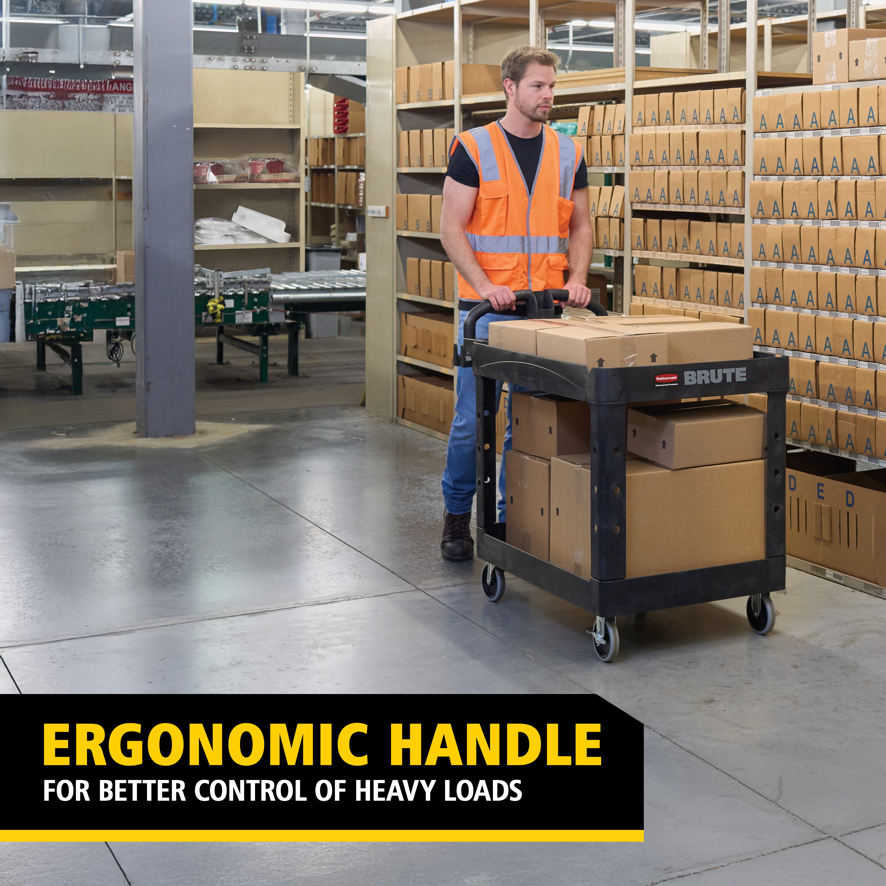 Brute® Utility Cart Medium (MED) 44X25.5X39 IN 500 LB Black Resin