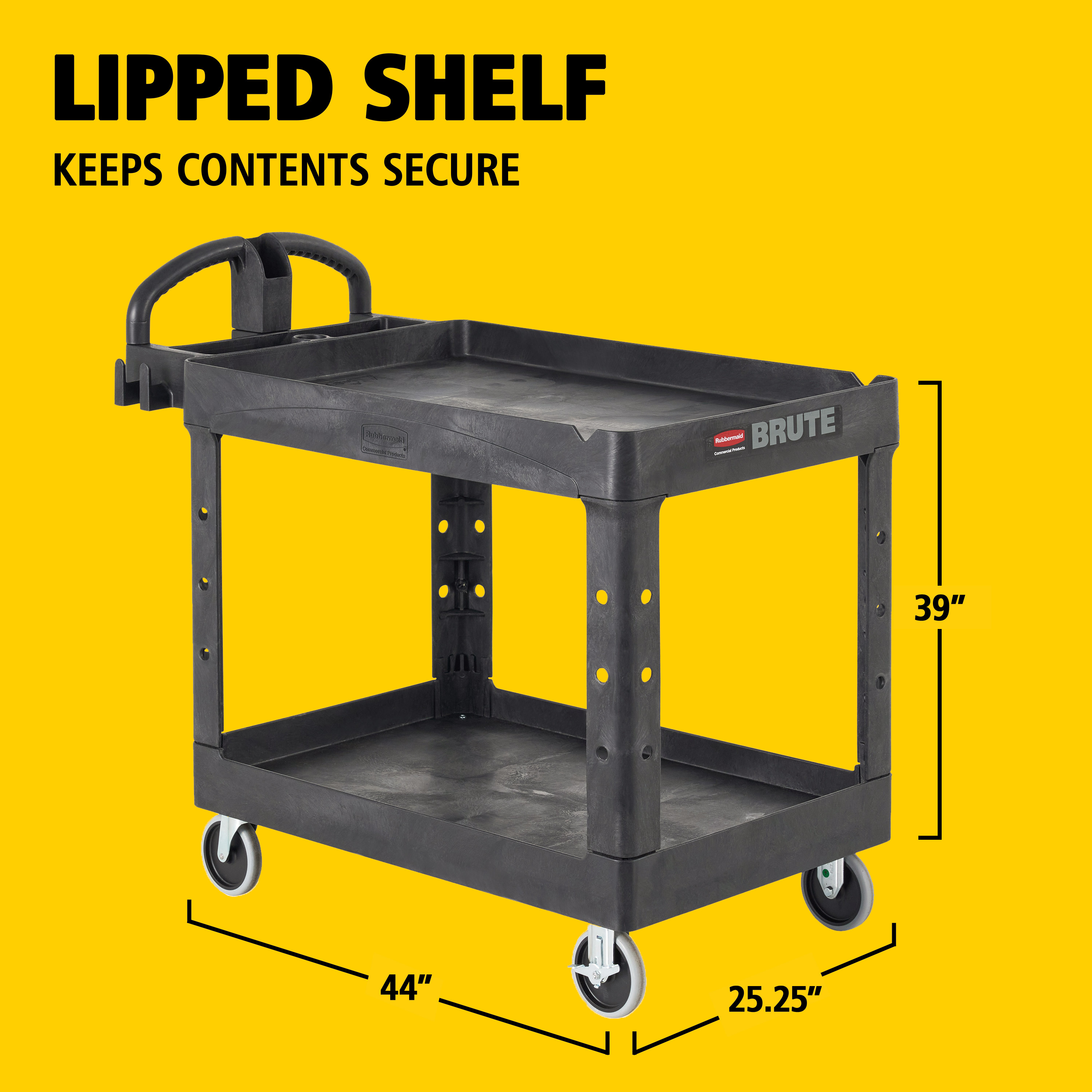 TheThreeRobbers WALTER TROPI GARI Mサイズ Brute® Utility Cart Medium (MED) 44X25.5X39 IN 500 LB Black Resin