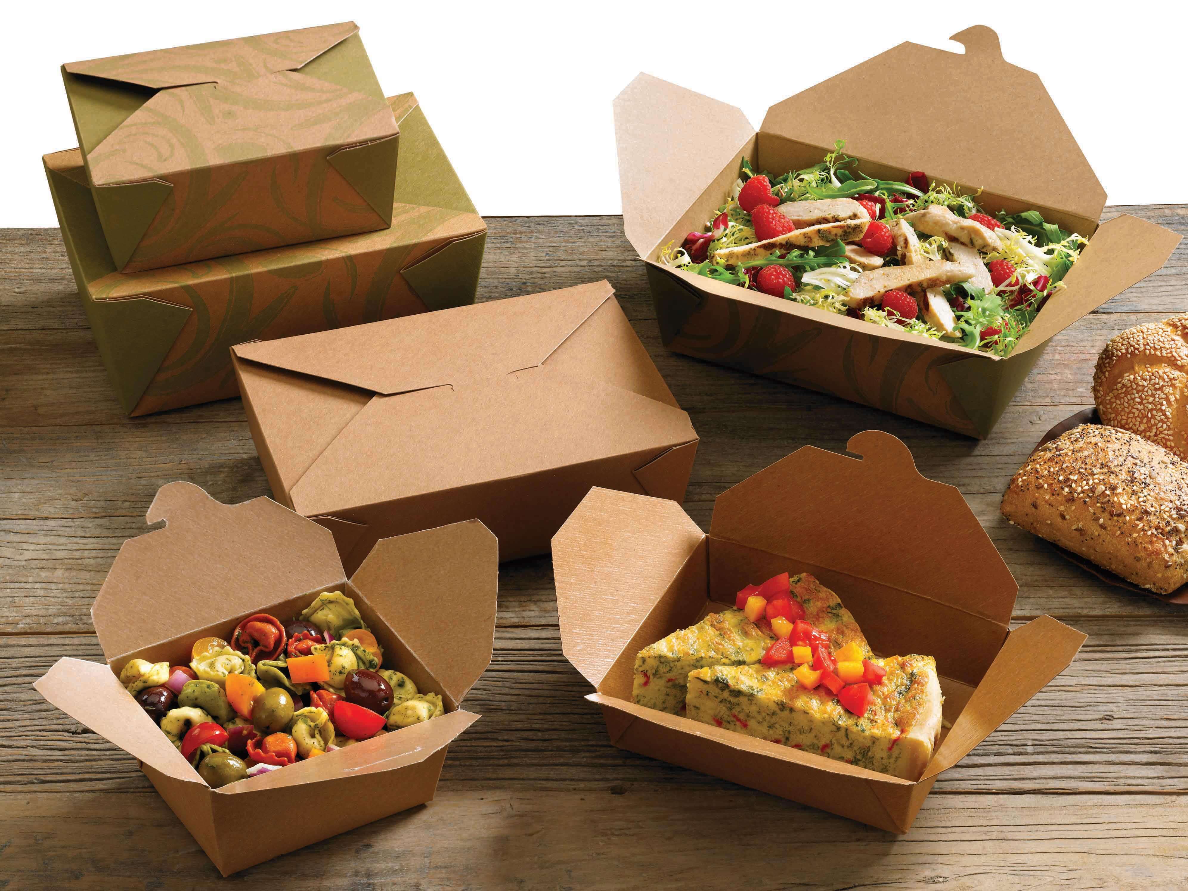 Bio-Pak® #8 Take-Out Box Fold-Top 45 OZ Paper Kraft 300/Case