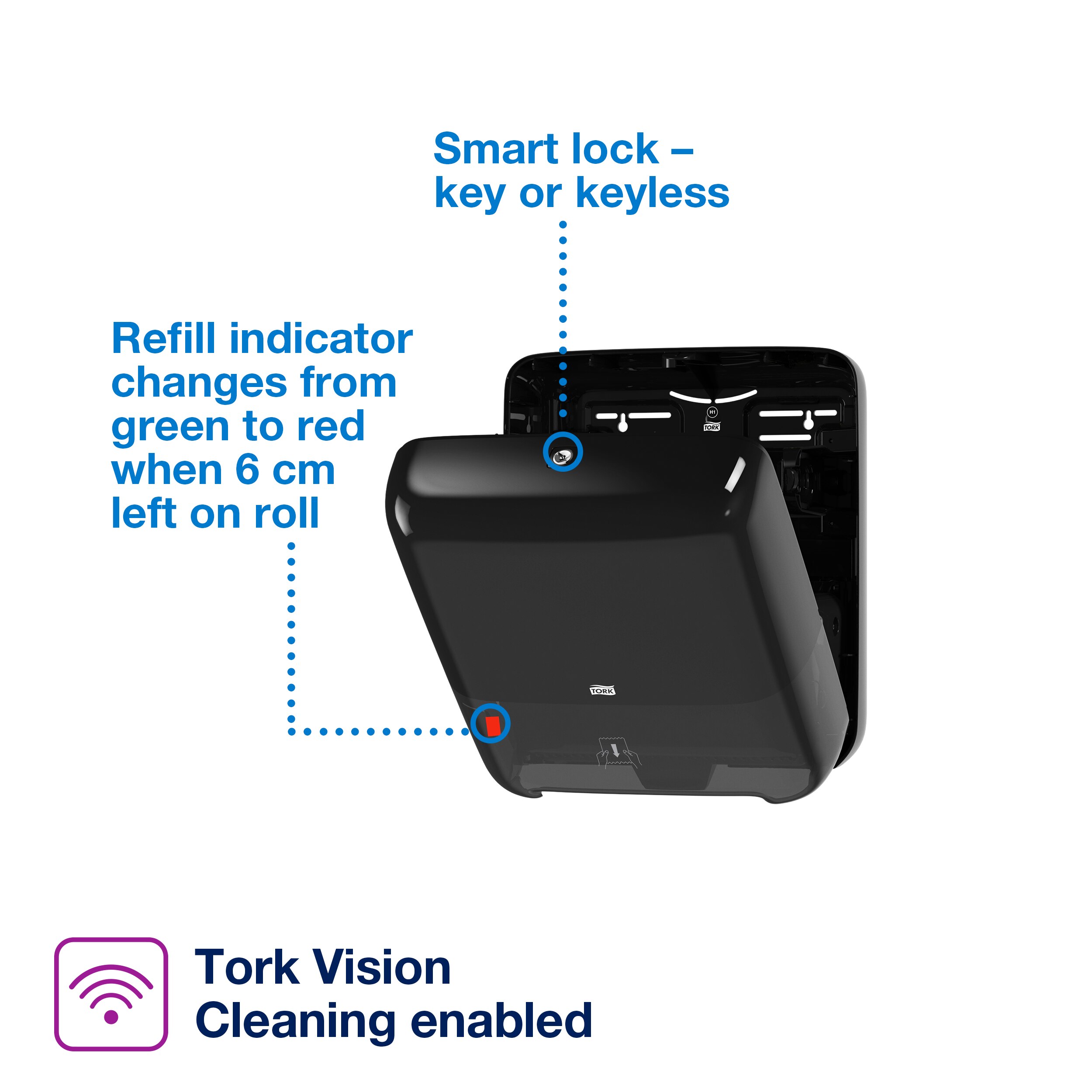 Tork Matic® H1 Paper Towel Dispenser Plastic Wall Mount Black Hard