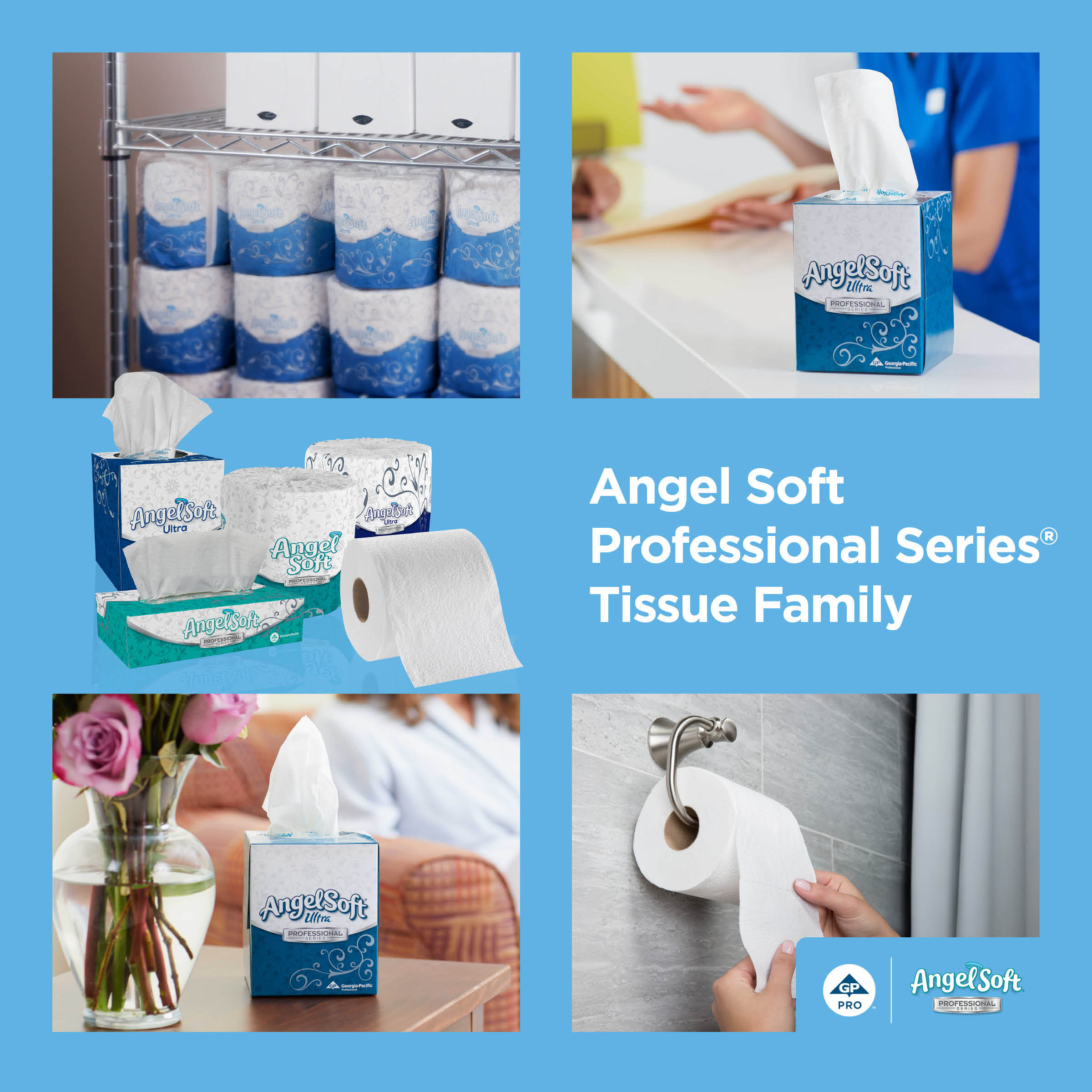 Angel Soft Professional® Facial Tissue 8X5 IN 2PLY White 1/2 Fold