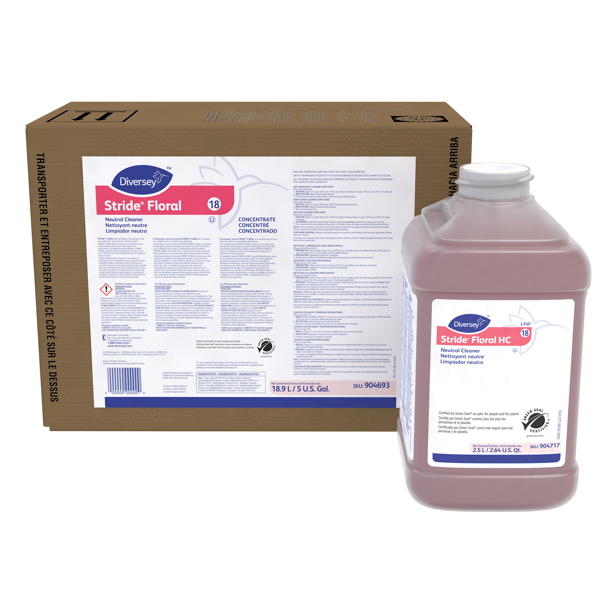 Stride Floral All Purpose Cleaner 5 GAL Neutral Liquid Bag-in-Box