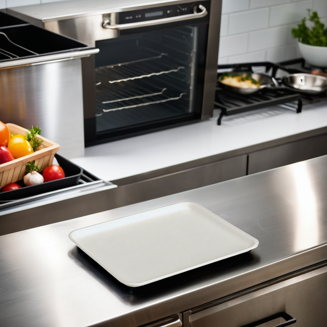 1525S Meat Tray 8X14.75X0.9 IN Polystyrene Foam White Rectangle