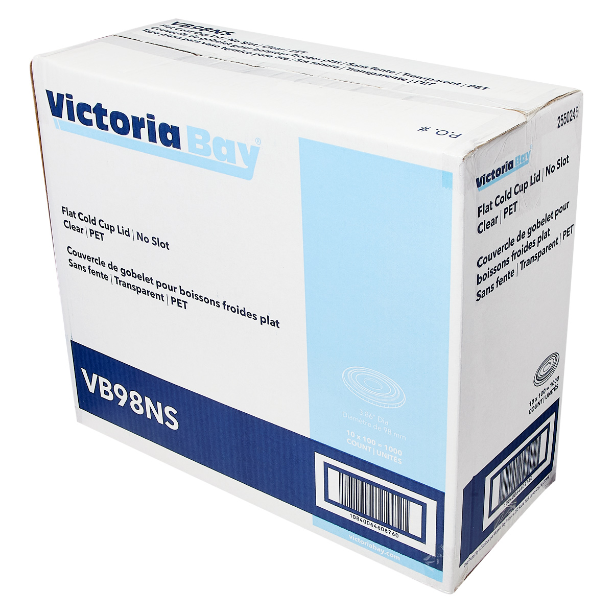 Victoria Bay Lid Flat 98MM PET For 12-24 OZ Cold Cup No Hole