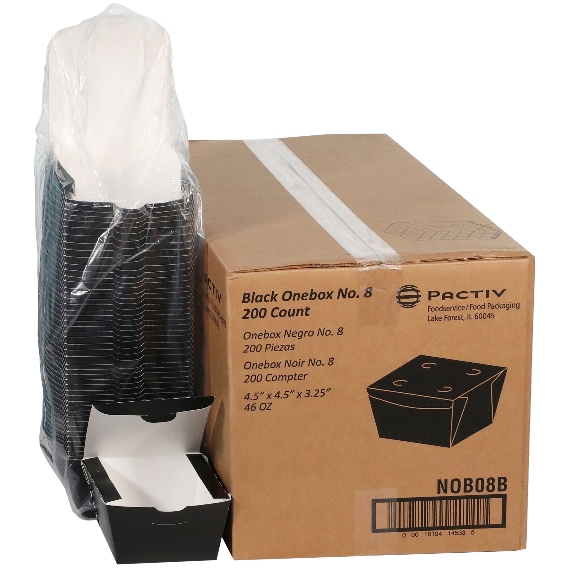 8 46 OZ 4.5X4.5X3.3 IN Paperboard Black 200/Case | Imperial Dade