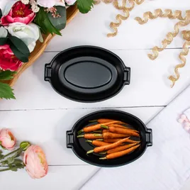 食器  Ulander Dart® Quiet Classic® Plate 8X1.42 IN XPS Black Oval 125 Count/Pack