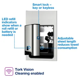 Tork H1 Paper Towel Dispenser 8X18X27 IN Wall Mount Hard Roll