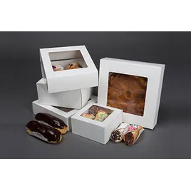 Cake Box 8X5.75X2.5 IN Paperboard White Rectangle 4 Corner Beers 1