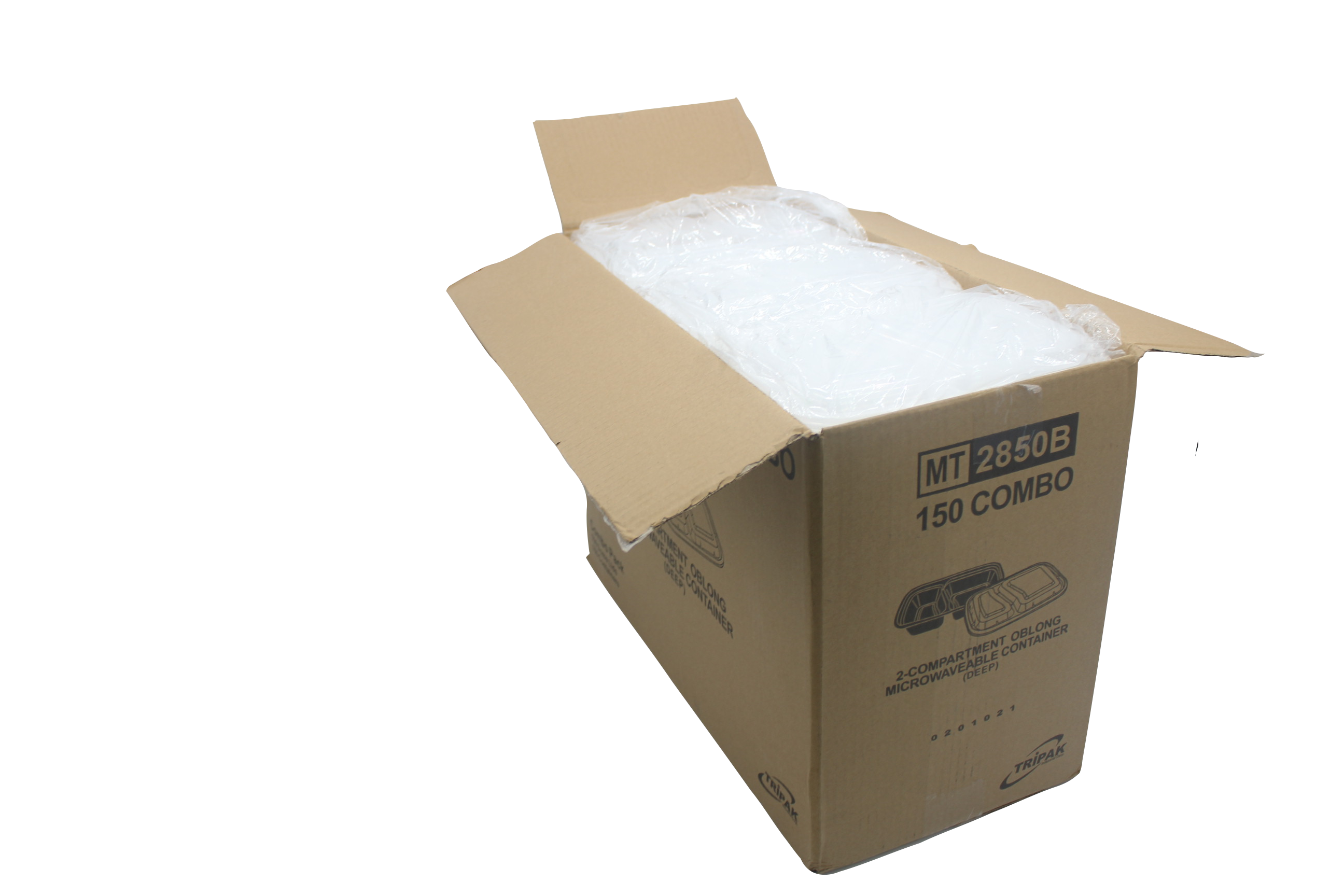 Take-Out Container Base & Lid Combo 30 OZ 2 Compartment Plastic