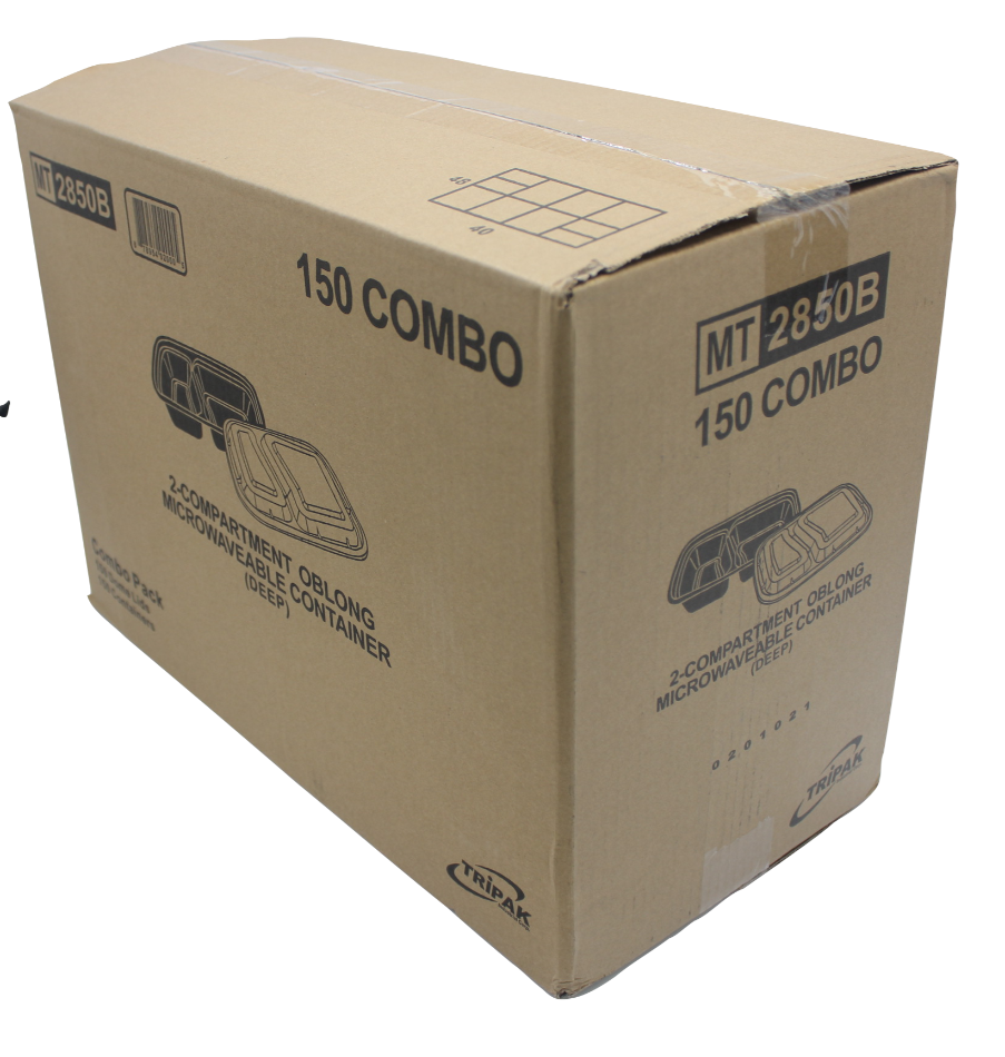 Take-Out Container Base & Lid Combo 30 OZ 2 Compartment Plastic