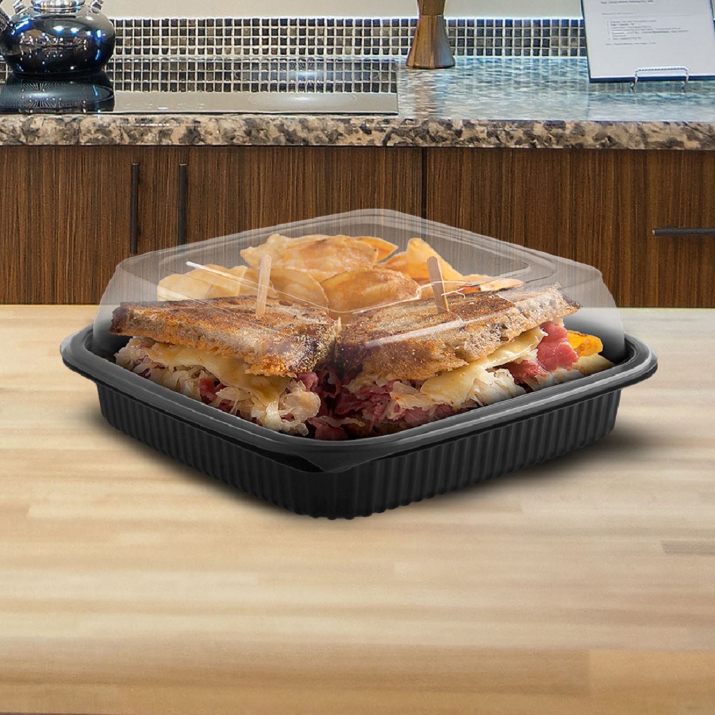 Culinary Squares® Take-Out Container Base PP Black Square
