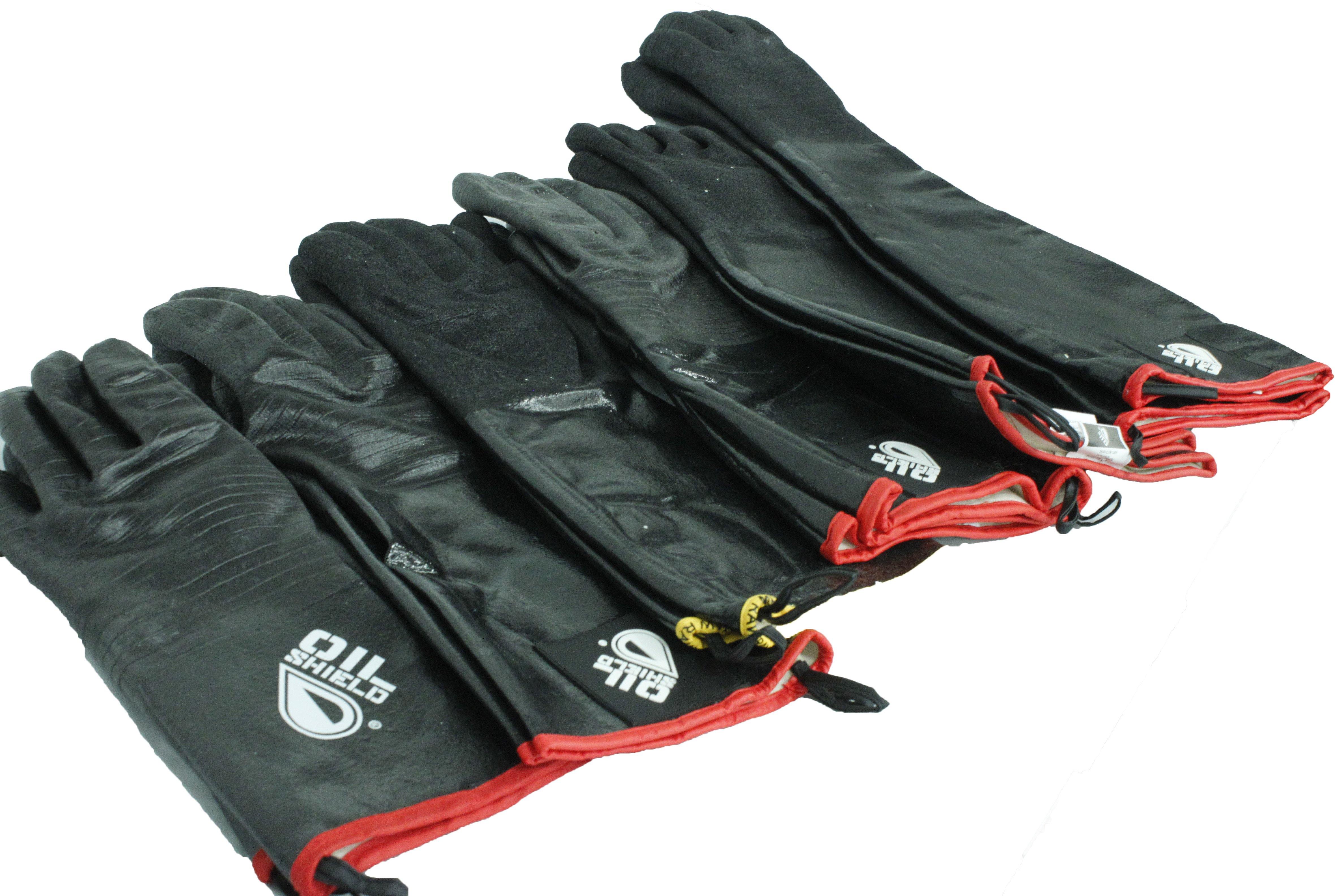 Hot Oil Gloves Mens Large (LG) 18 IN Black Neoprene Elbow-Length