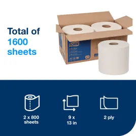 Tork Cleaning Wipe 13X9 IN 866.667 FT 2 Paper White Refill