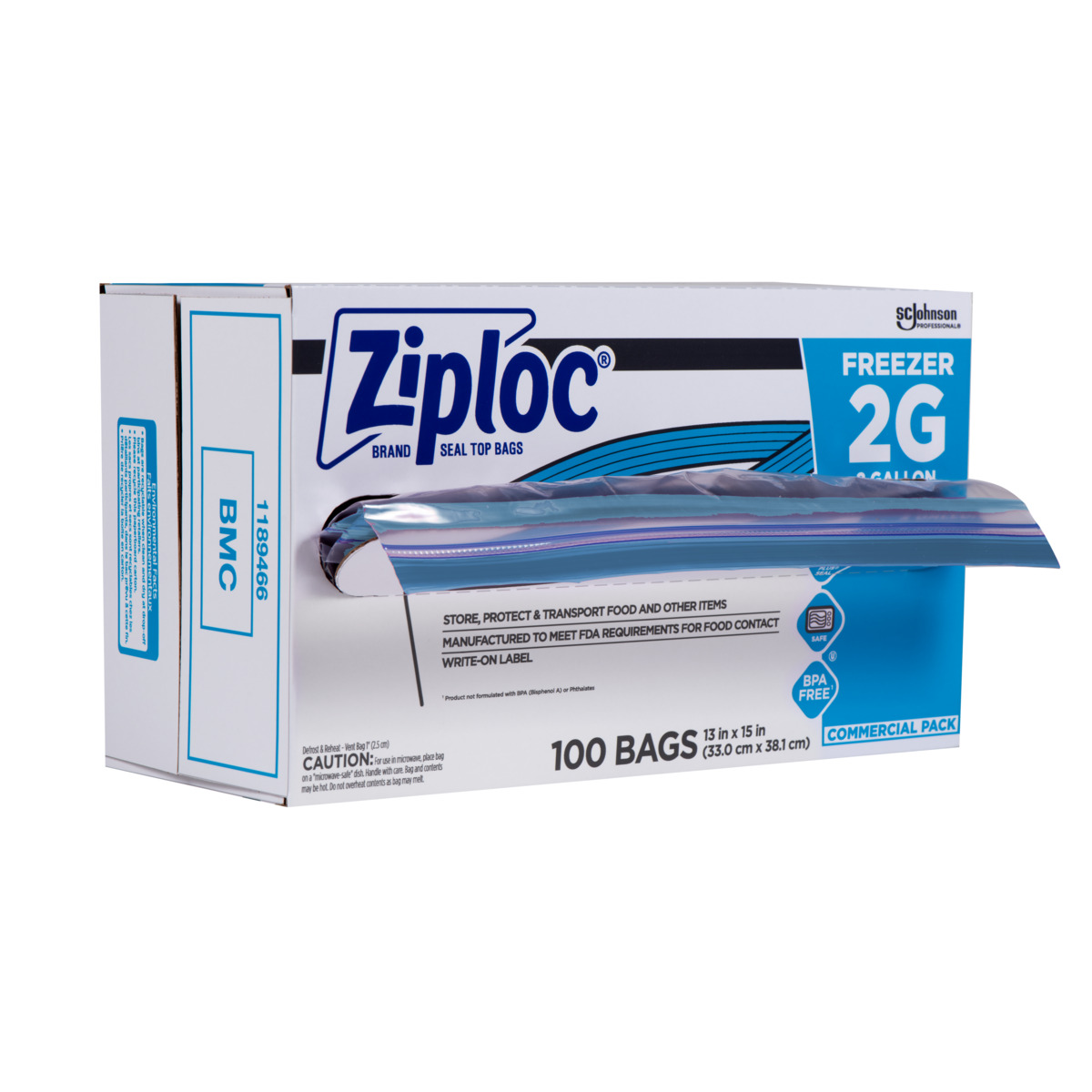Ziploc® Freezer Bag 13X15.5 IN 2 GAL Plastic Clear With Double Zip