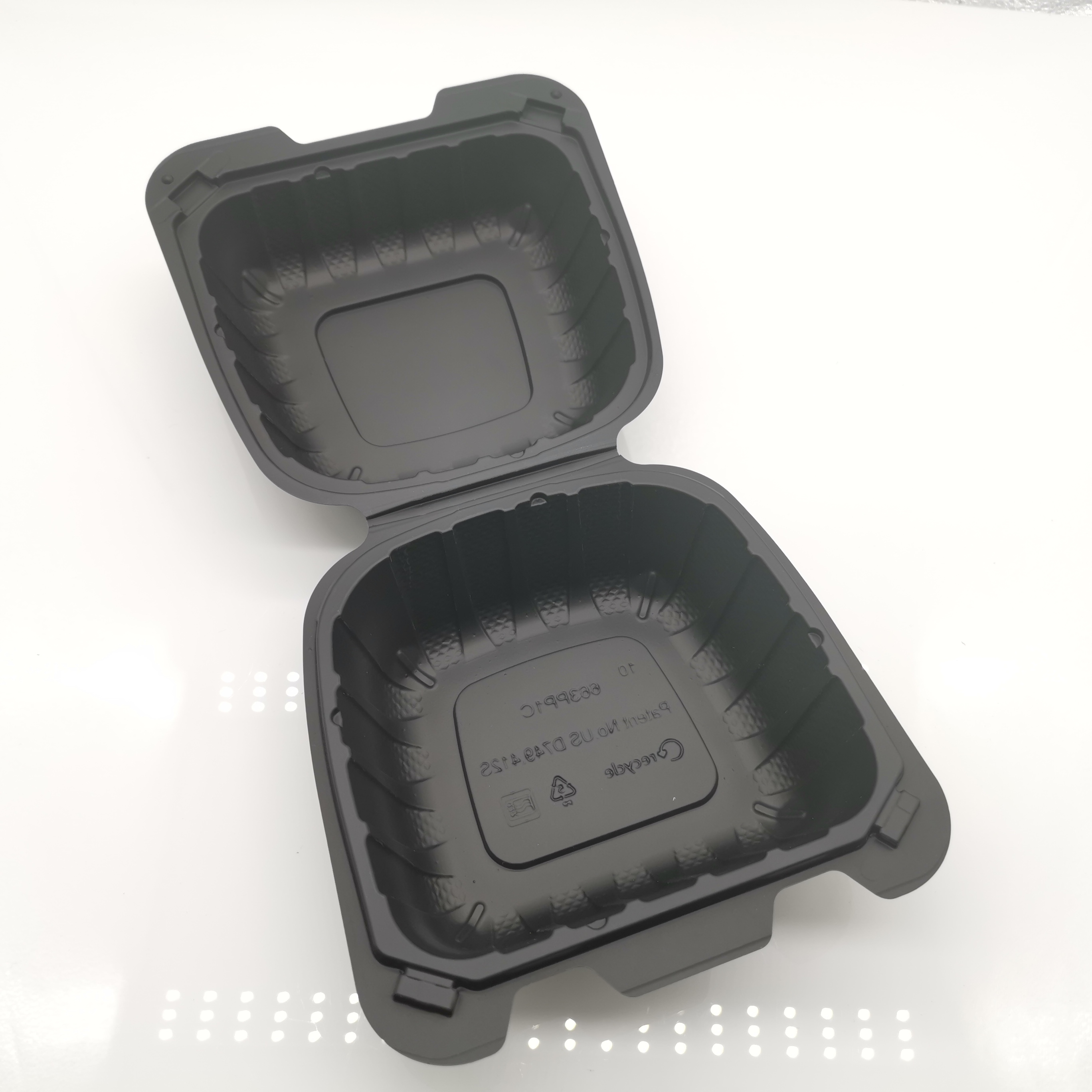 Victoria Bay Take-Out Container Hinged 9X9X3 IN MFPP Black Square