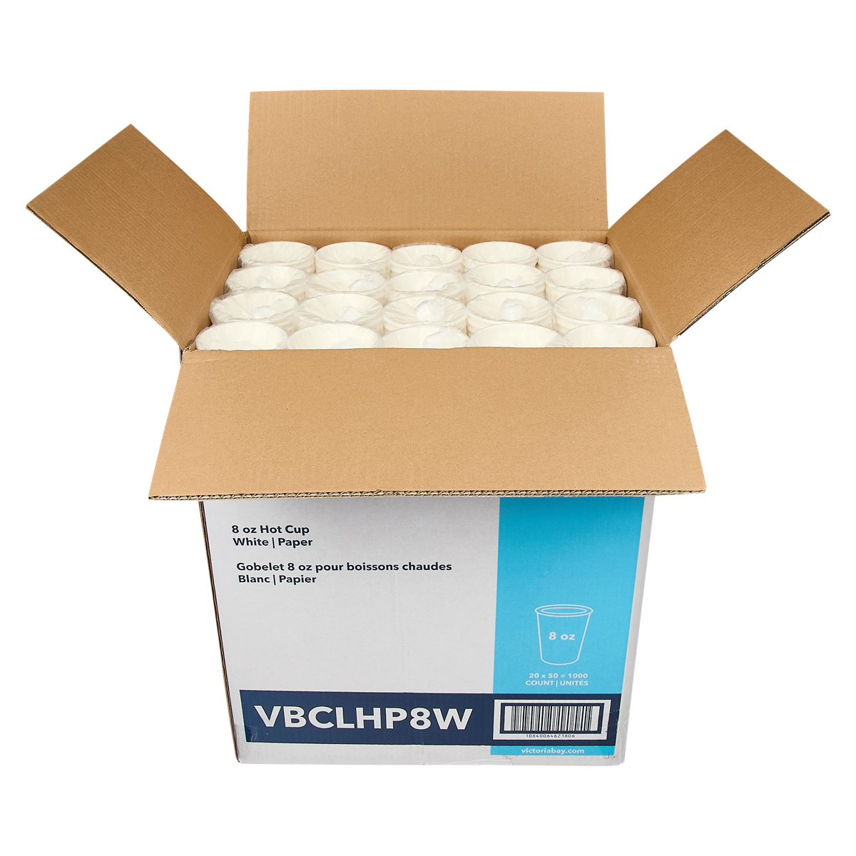 Victoria Bay Hot Cup 8 OZ Paper White 1000/Case | Imperial Dade
