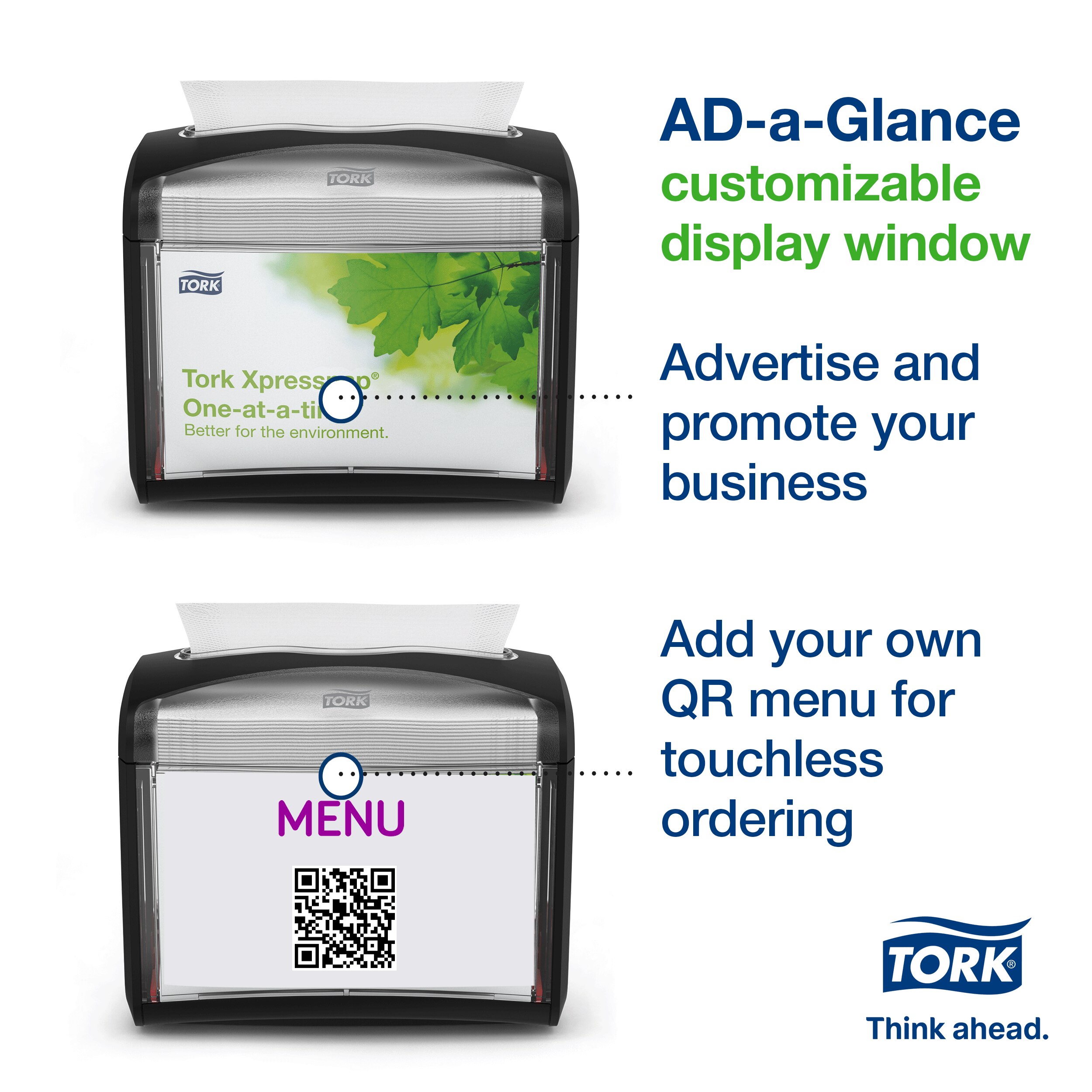 Tork Xpressnap® N4 Napkin Dispenser 5.6X7.9X6.7 IN Black Plastic