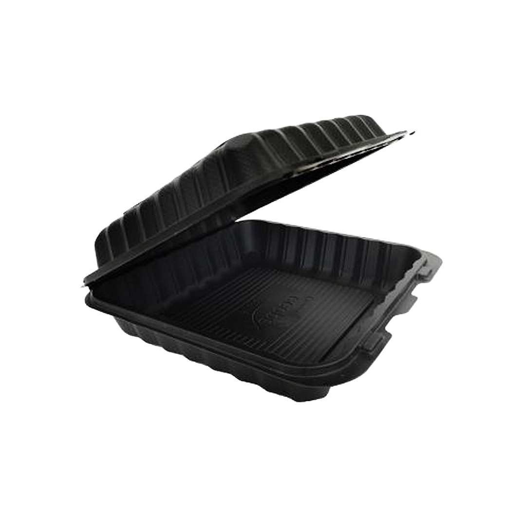 Victoria Bay Take-Out Container Hinged 9X9X3 IN MFPP Black Square