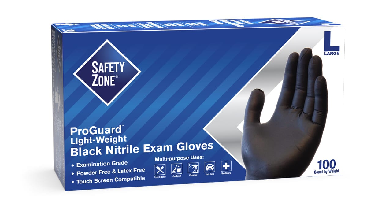 Safety Zone® Gloves XXL Black Economy Nitrile Powder-Free 1000