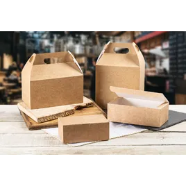 Take-Out Box Barn 9.5X5X5 IN Kraft Automatic Bottom With Handle