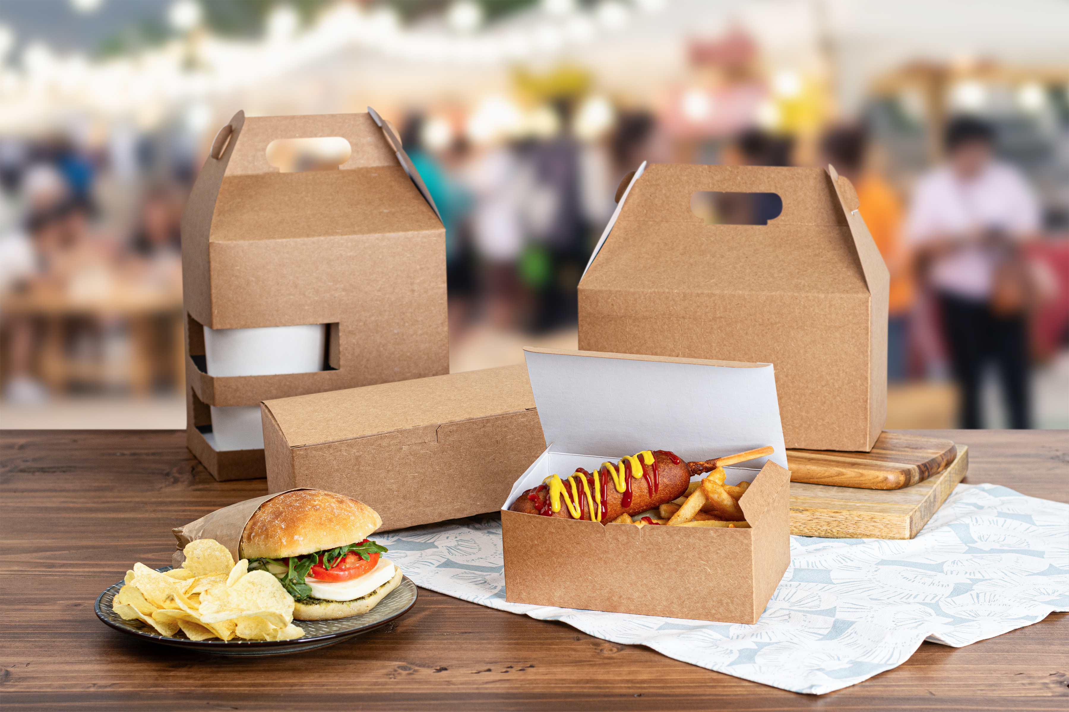 Take-Out Box Barn 9.5X5X5 IN Kraft Automatic Bottom With Handle