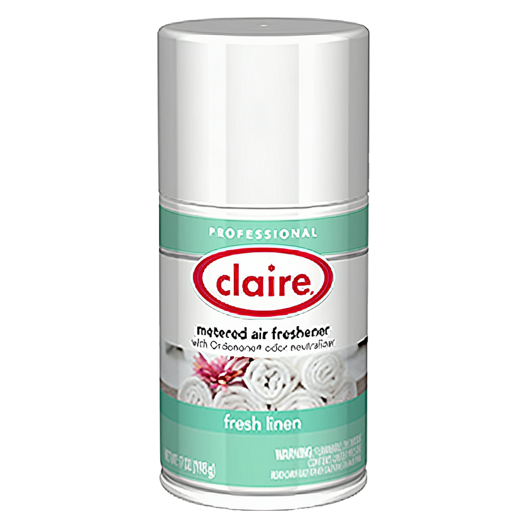 Claire Air Freshener Fresh Linen Aerosol 7 FLOZ Metered Refill 12