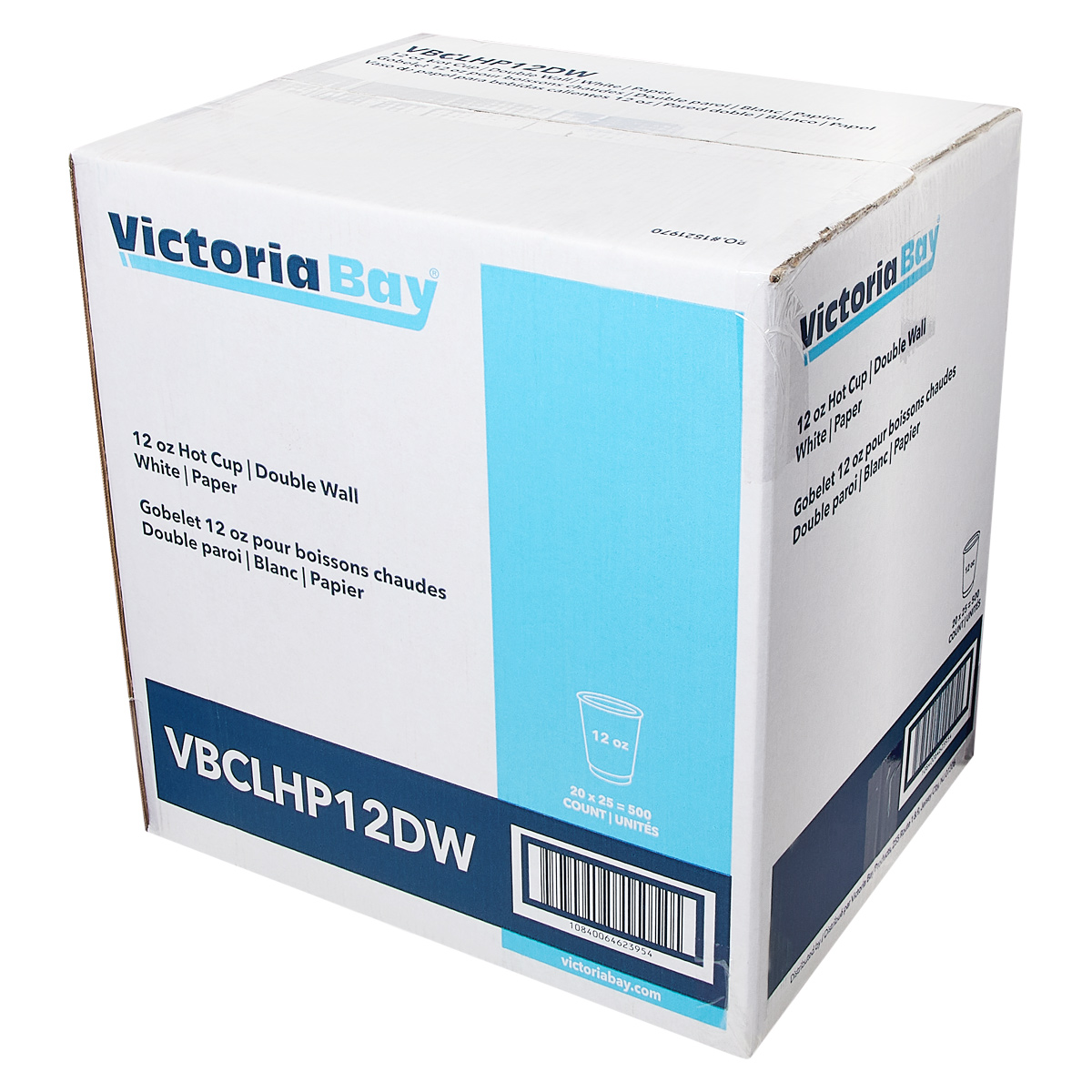 Victoria Bay Hot Cup 12 OZ Double Wall Poly-Coated Paper White