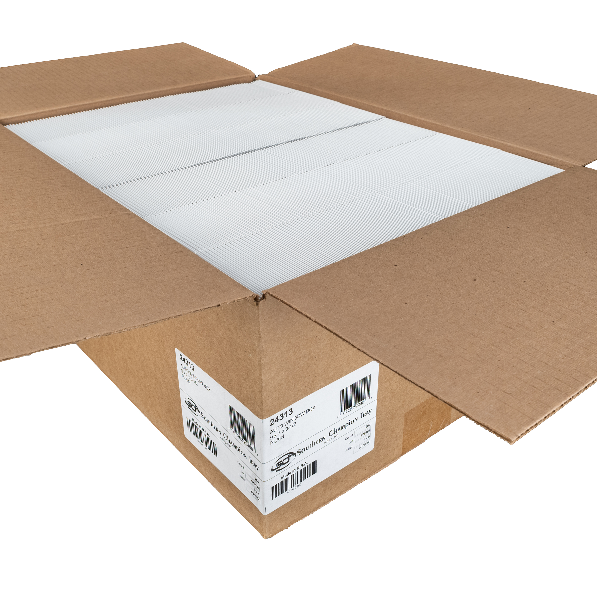 Bakery Box 9X7X3.5 IN SBS Paperboard White Rectangle 6 Corner