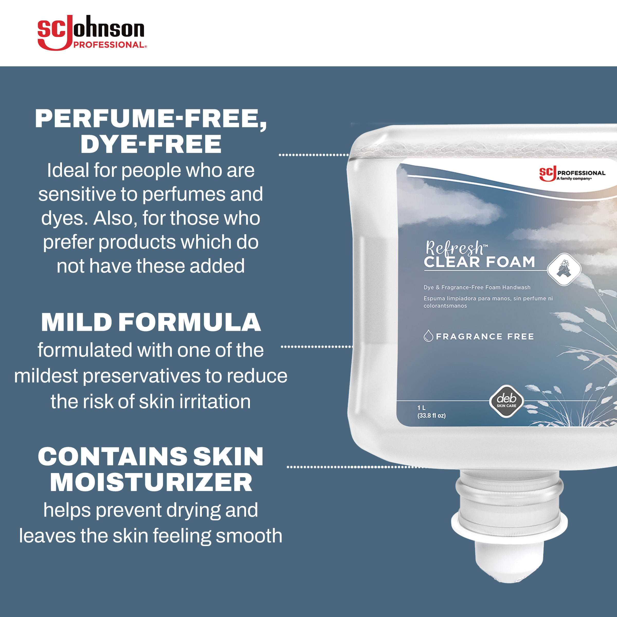 Refresh Hand Soap Foam 1 L Unscented Fragrance Free Clear Dye Free