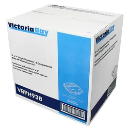 Victoria Bay Take-Out Container Hinged 9X9X2.5 IN 3 Compartment PP