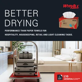 WypAll® L10 General Purpose Wipe 9X10.25 IN 1 White Pop-Up Box