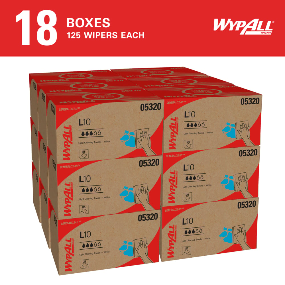 WypAll® L10 General Purpose Wipe 9X10.25 IN 1 White Pop-Up Box