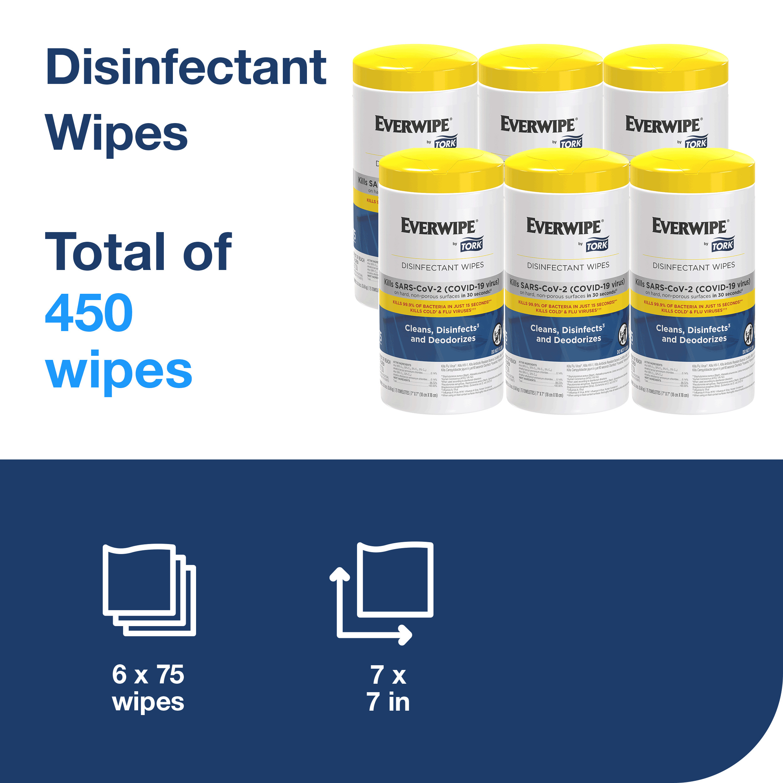 Everwipe® Sanitizing Wipes 7X7 IN 43.75 FT White Disinfectants