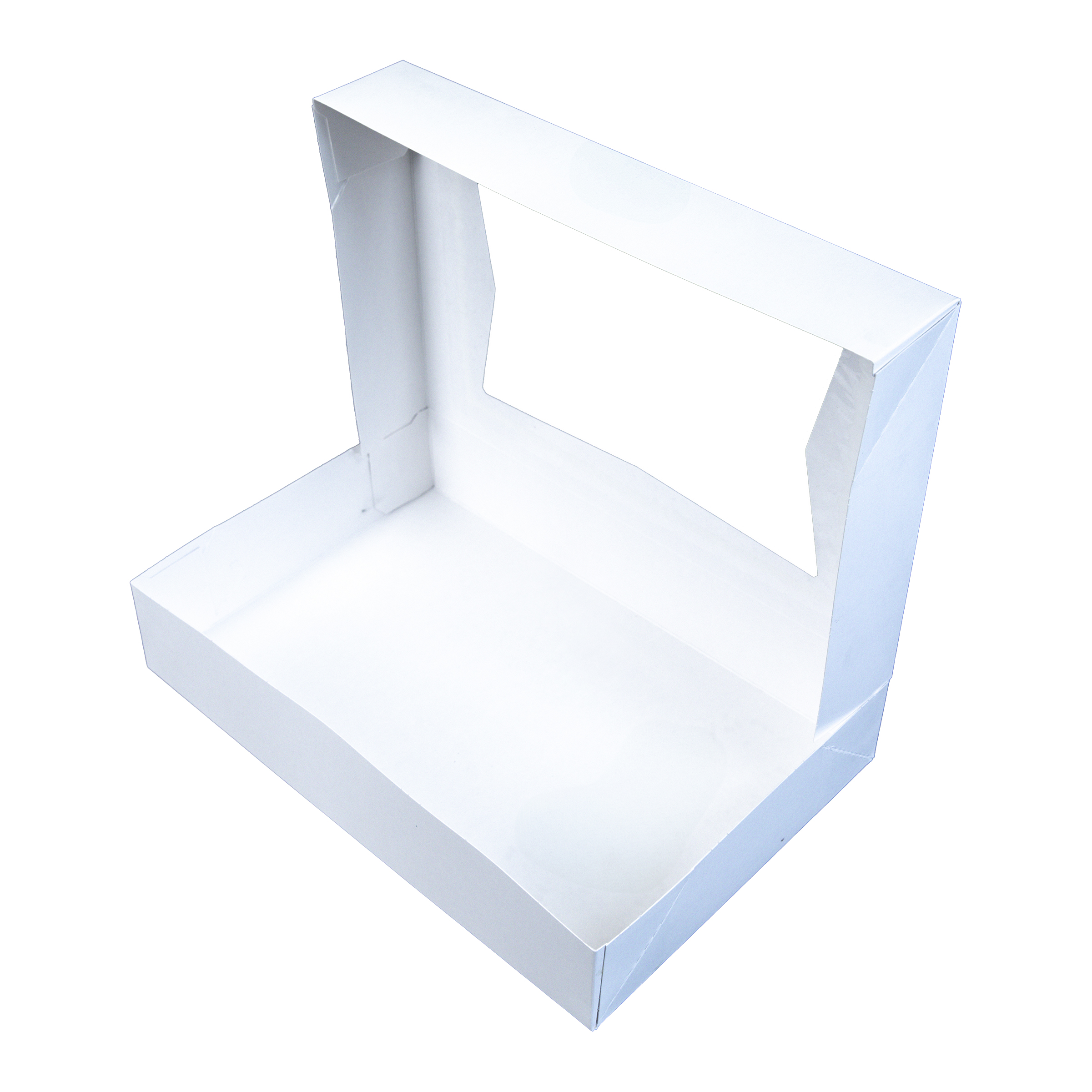 Bakery Box 12X8X2.25 IN SBS Paperboard White Rectangle 6 Corner