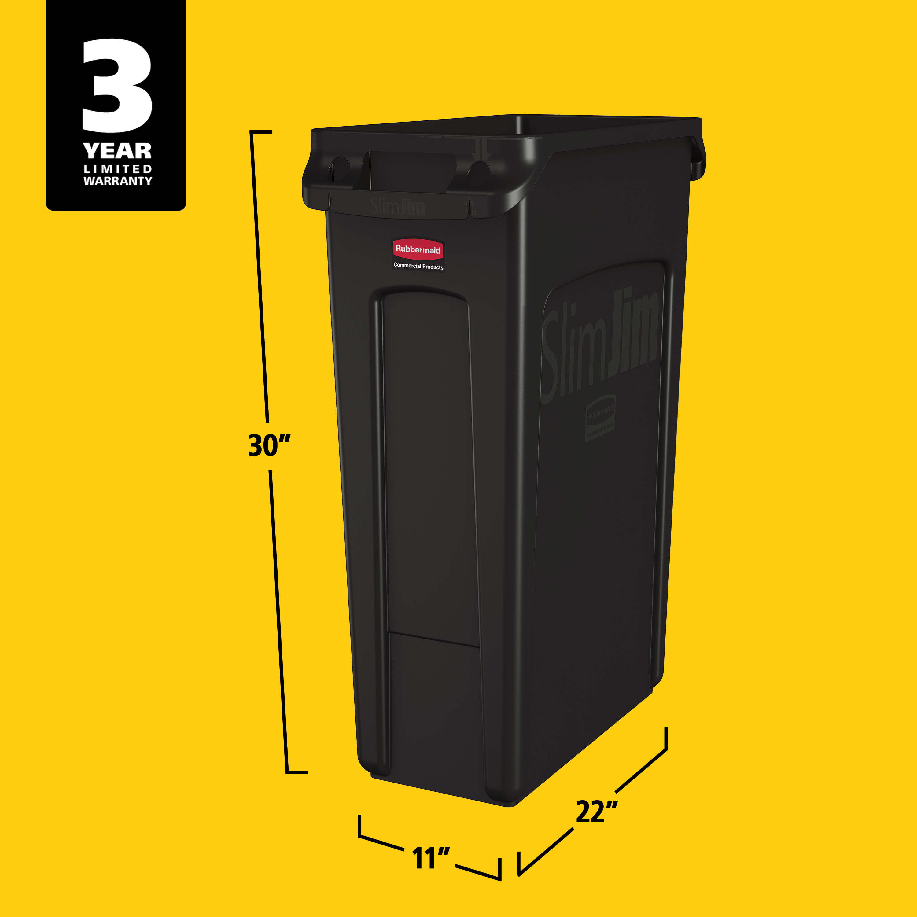 らむ Executive Series™ Slim Jim® 1-Stream Trash Can 11X22X30 IN 23 GAL