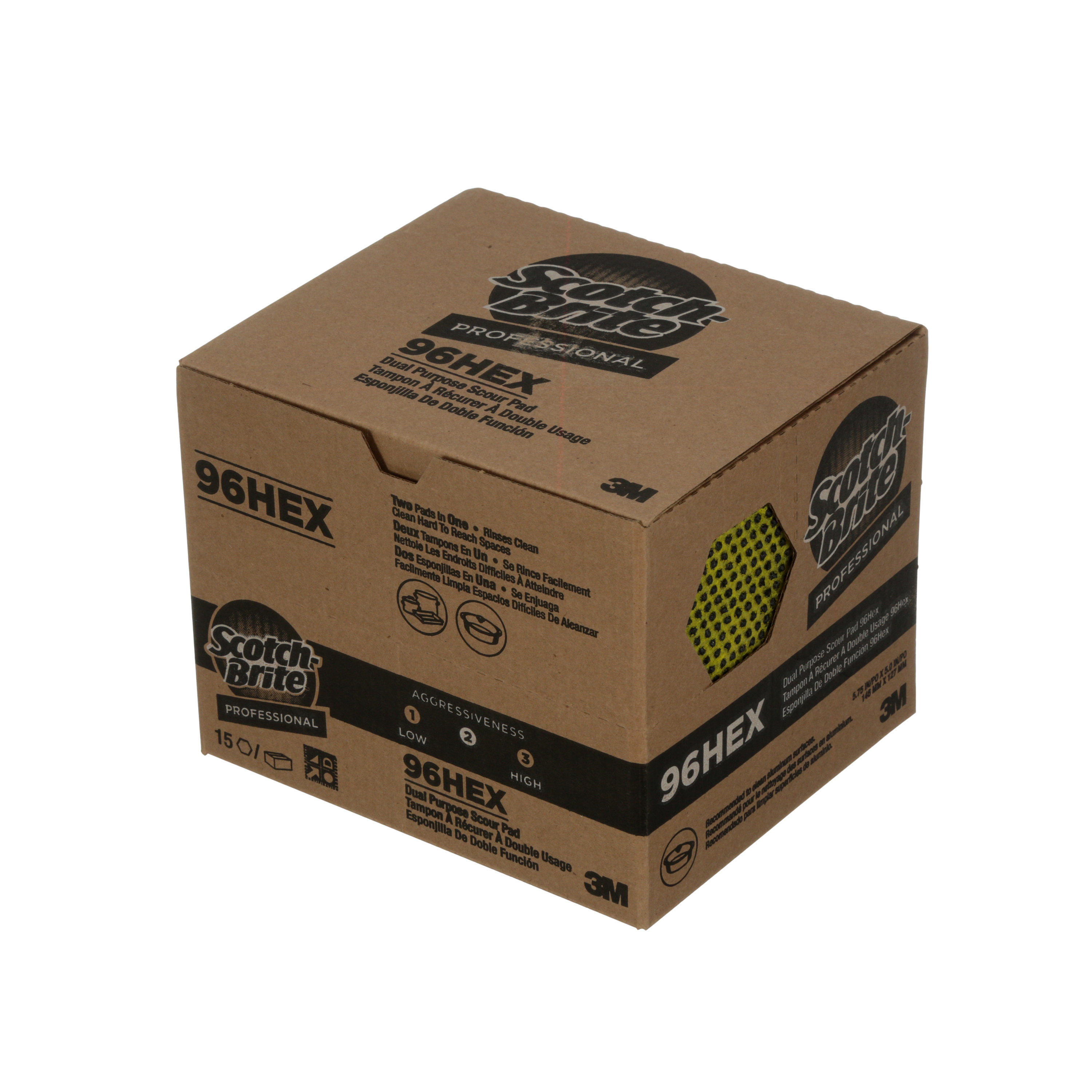 Scotch-Brite™ 96HEX Scouring Pad 5.75X5 IN Heavy Duty Fiber Green