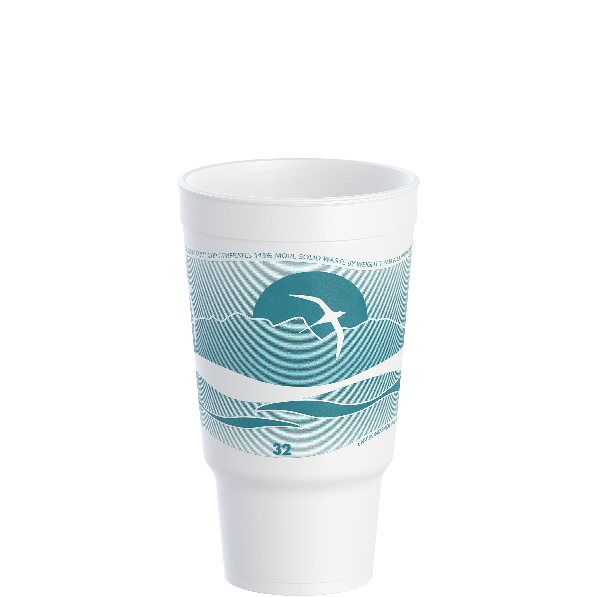 Dart® J Cup® Cup Insulated 32 OZ EPS Teal White Horizon® 16 Count