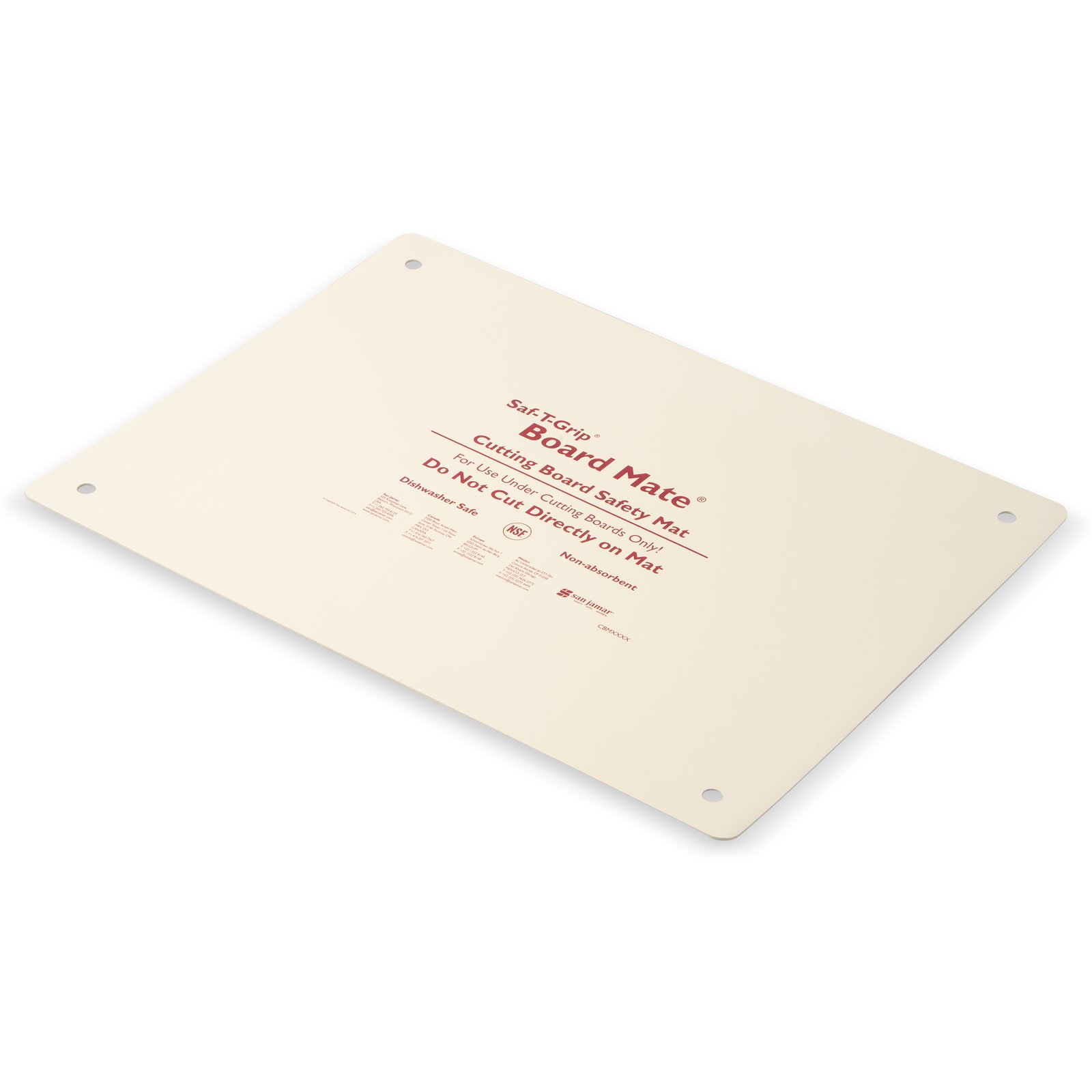 San Jamar Saf-T-Grip Board Mate Cutting Board 22X16X0.13 IN White