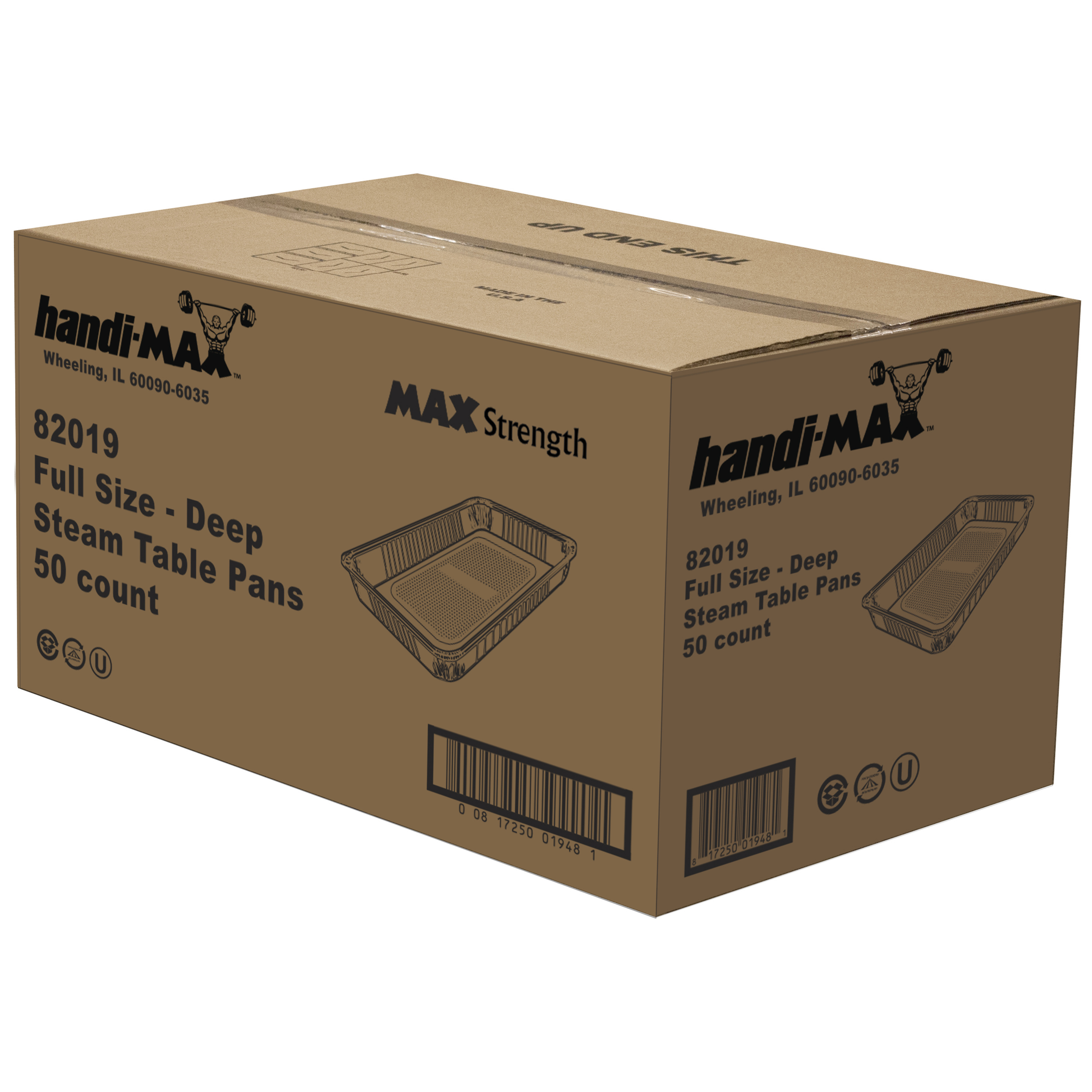 Handi-Max Steam Table Pan Full Size 343 OZ Aluminum Deep 50/Case