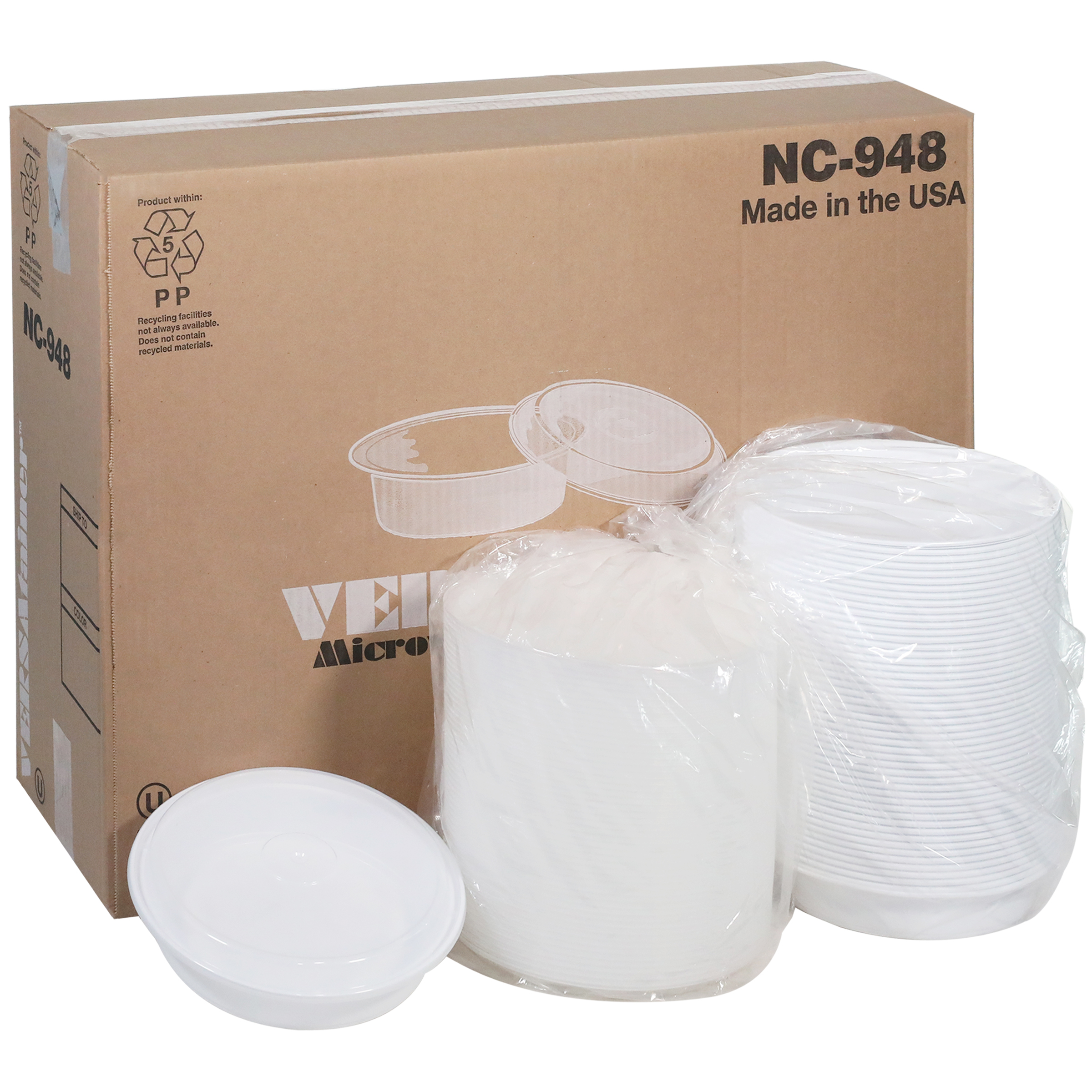 Take-Out Container Base & Lid Combo With Dome Lid 48 OZ PP White
