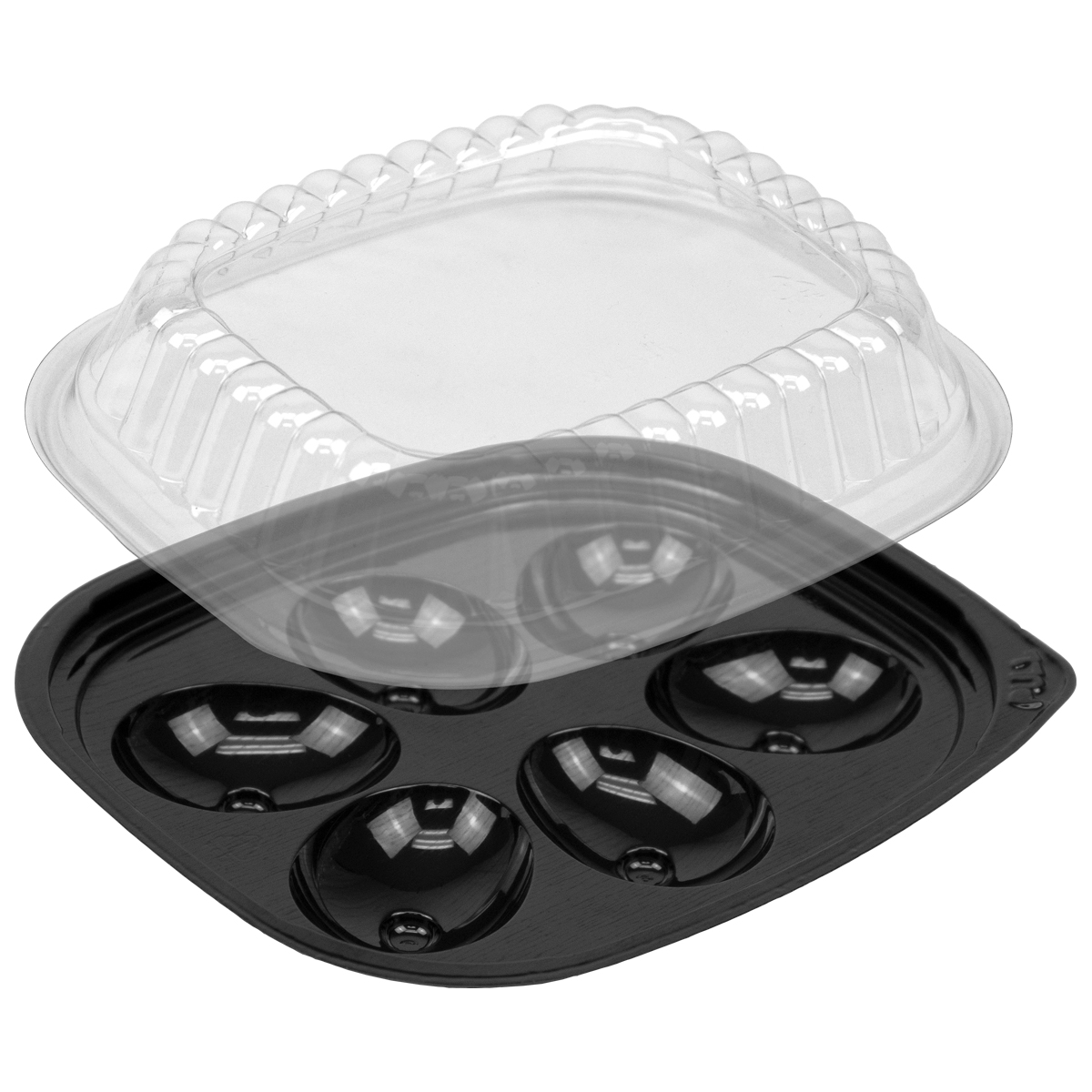 Egg Serving Tray Base & Lid Combo With Dome Lid 6 Compartment PET