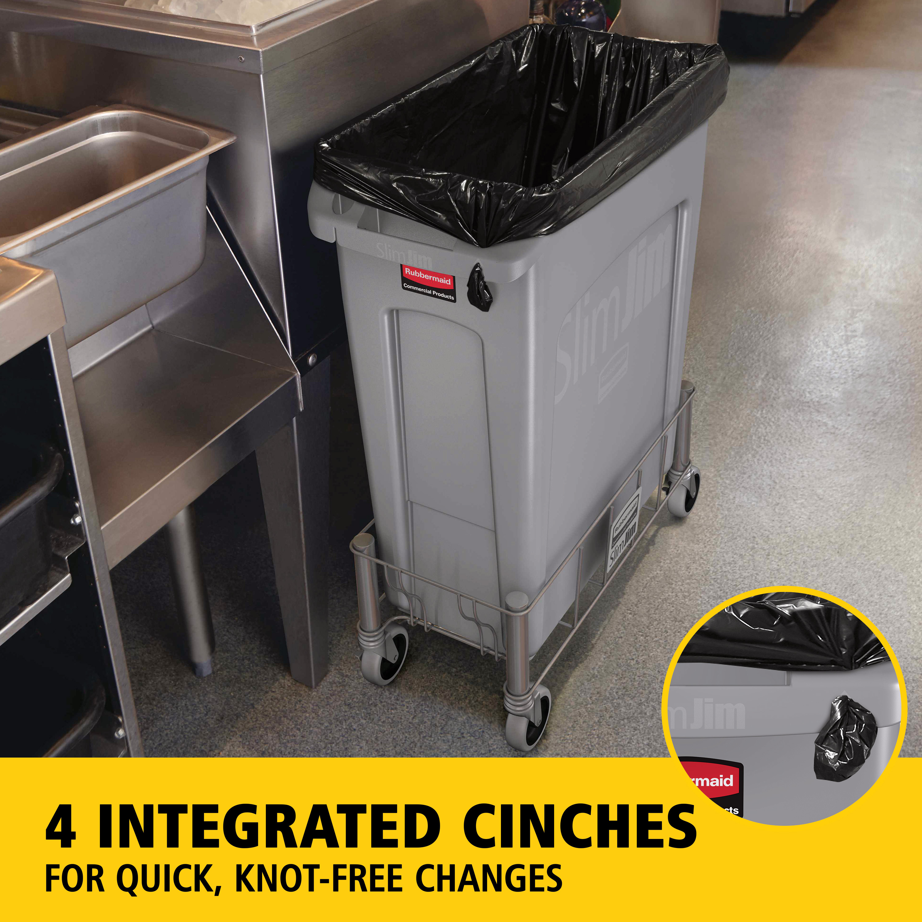 Slim Jim® Trash Can 22X11X30 IN 23 GAL 92 QT Gray Rectangle Resin