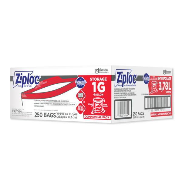 バッグ epA Ziploc® Bag 1 GAL Plastic 1.75MIL With Zip Seal Closure 250/Case