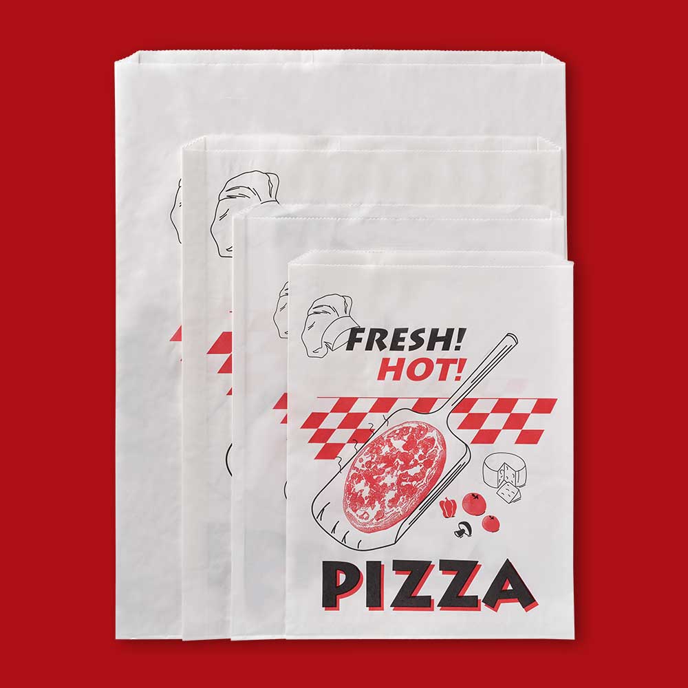 Pizza Bag 12X15 IN Bleached Kraft Paper White Fresh Hot Pizza 1000
