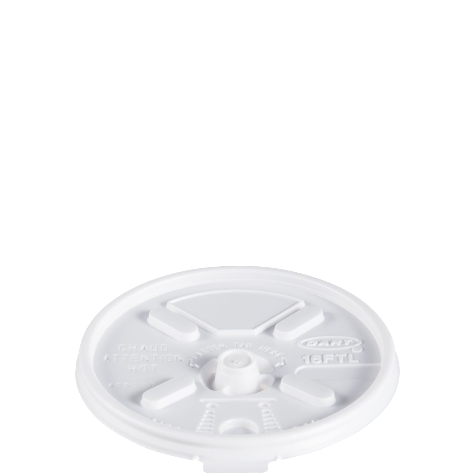 Dart® Lid Flat 3.8X0.4 IN HIPS White For 12-24 OZ Hot Cup Lock Tab