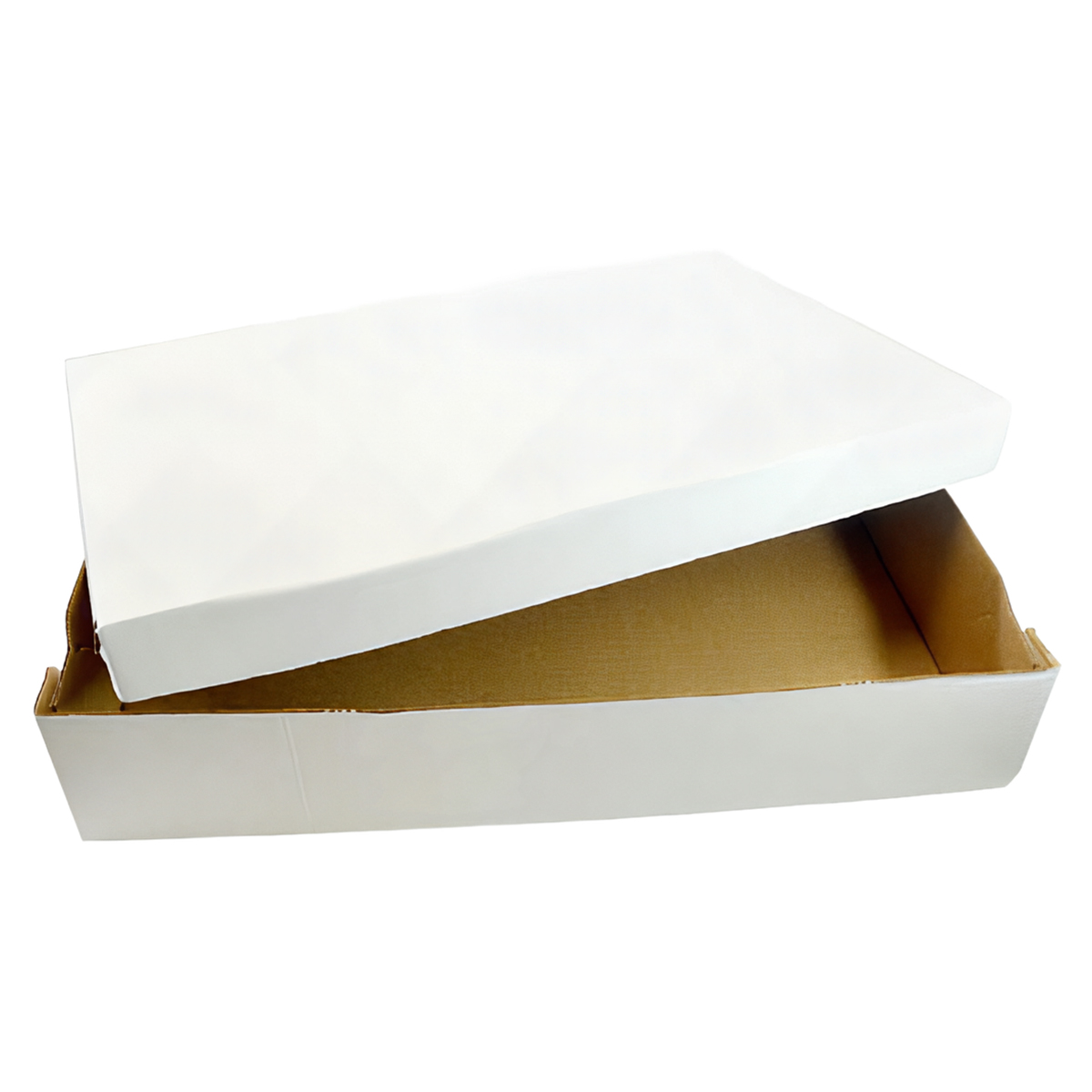 Cake Box 28X18X5 IN Corrugated Paperboard White Rectangle 2-Piece