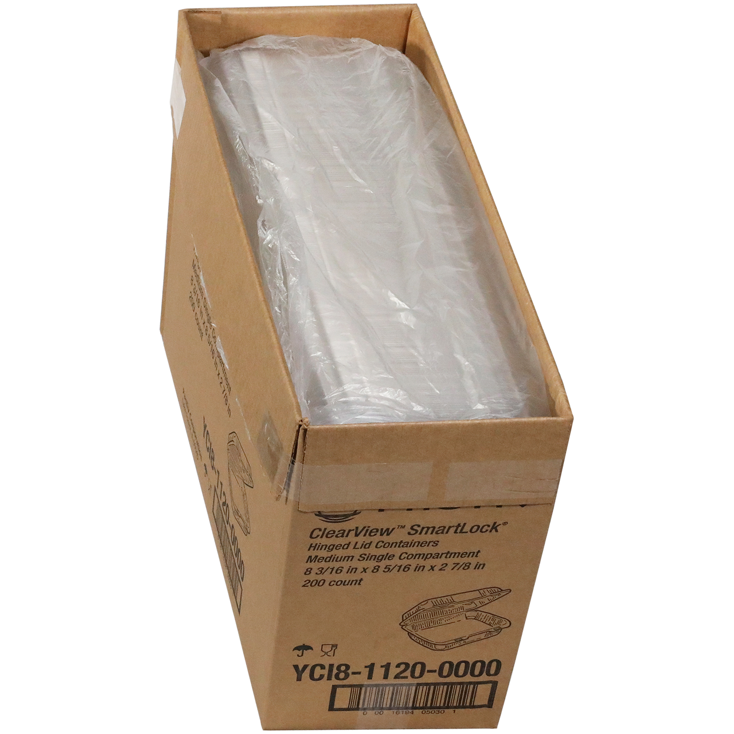 Take-Out Container Hinged With Dome Lid 8X8X2.9 IN OPS Clear