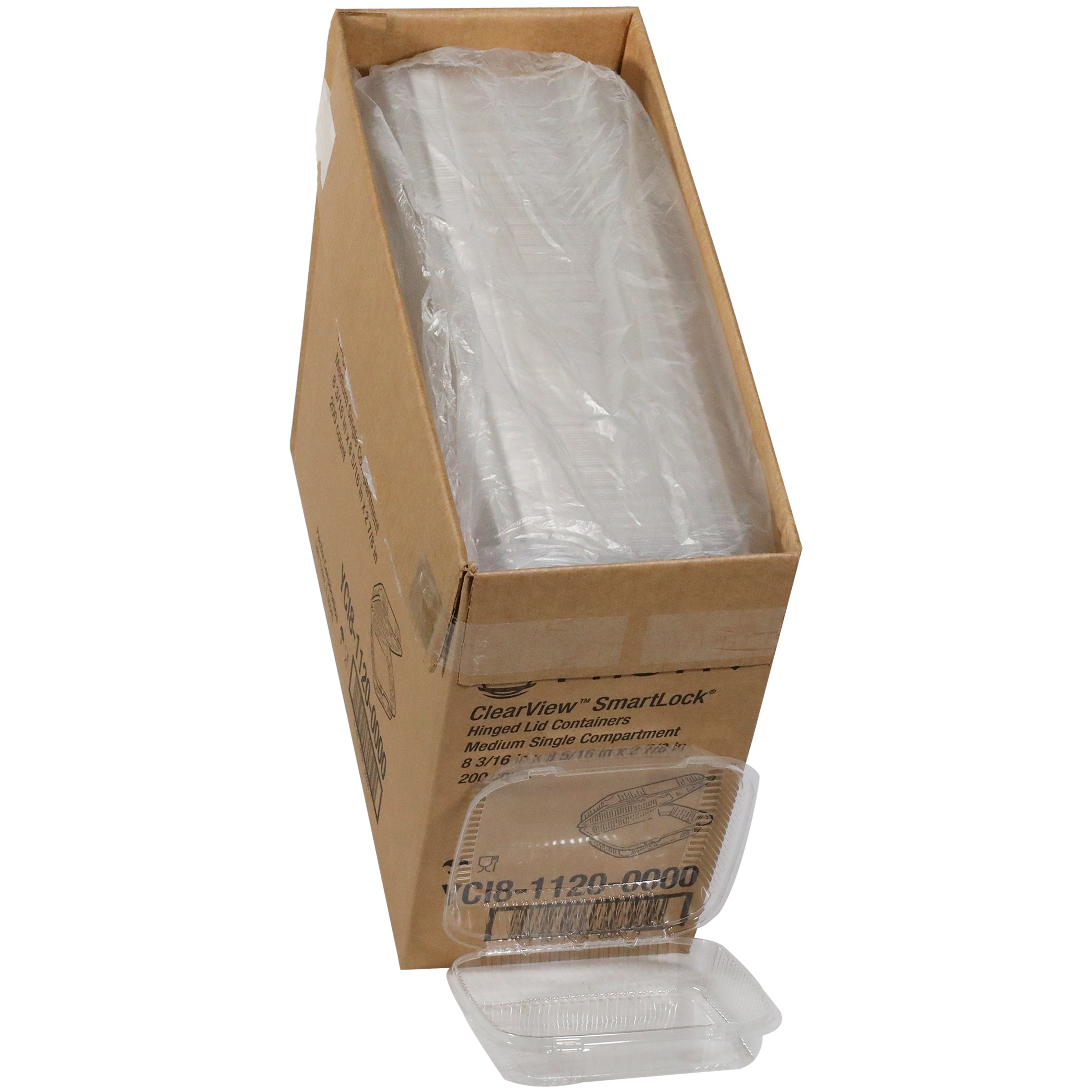 Take-Out Container Hinged With Dome Lid 8X8X2.9 IN OPS Clear